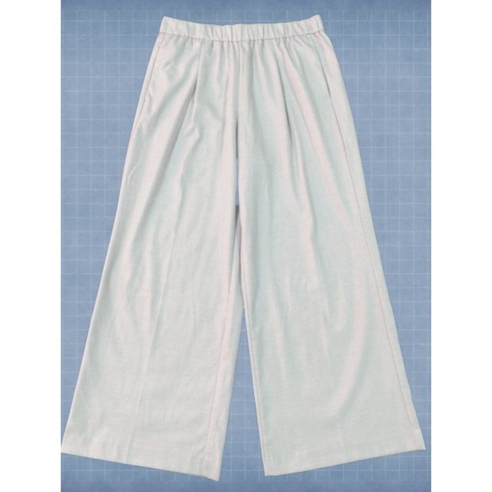 Ann Taylor Wide Leg Knit Pants Women L Light Aqua Pleated Side Pockets 30 Inseam